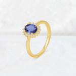 Oval Tanzanite Halo Vintage Engagement Ring - Additional view