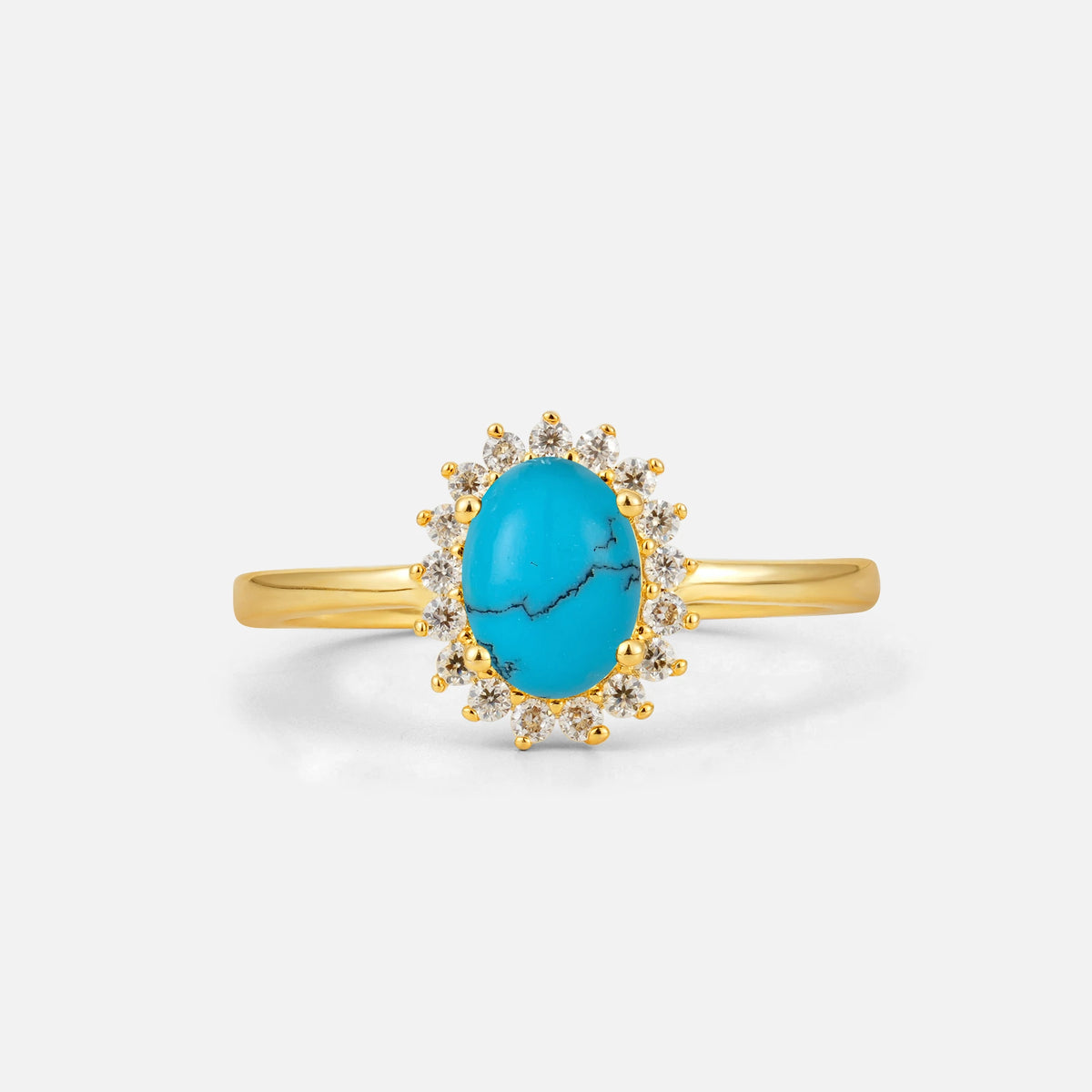 Oval Turquoise Halo Vintage Engagement Ring