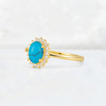 Oval Turquoise Halo Vintage Engagement Ring - Additional view