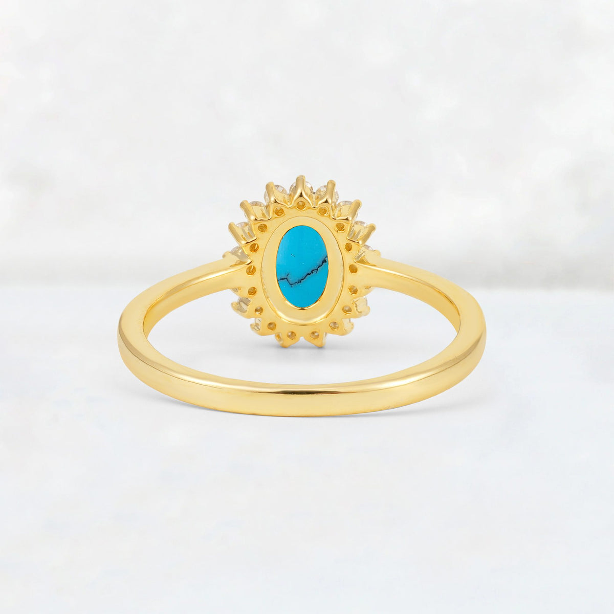 Oval Turquoise Halo Vintage Engagement Ring - Additional view