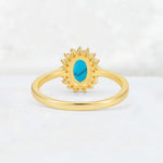 Oval Turquoise Halo Vintage Engagement Ring - Additional view