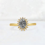 Oval Black Rutilated Quartz Halo Vintage Engagement Ring - Additional view