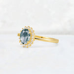 Oval Moss Agate Halo Vintage Engagement Ring - Additional view