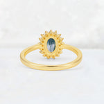 Oval Moss Agate Halo Vintage Engagement Ring - Additional view