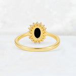Oval Black Onyx Halo Vintage Engagement Ring - Additional view