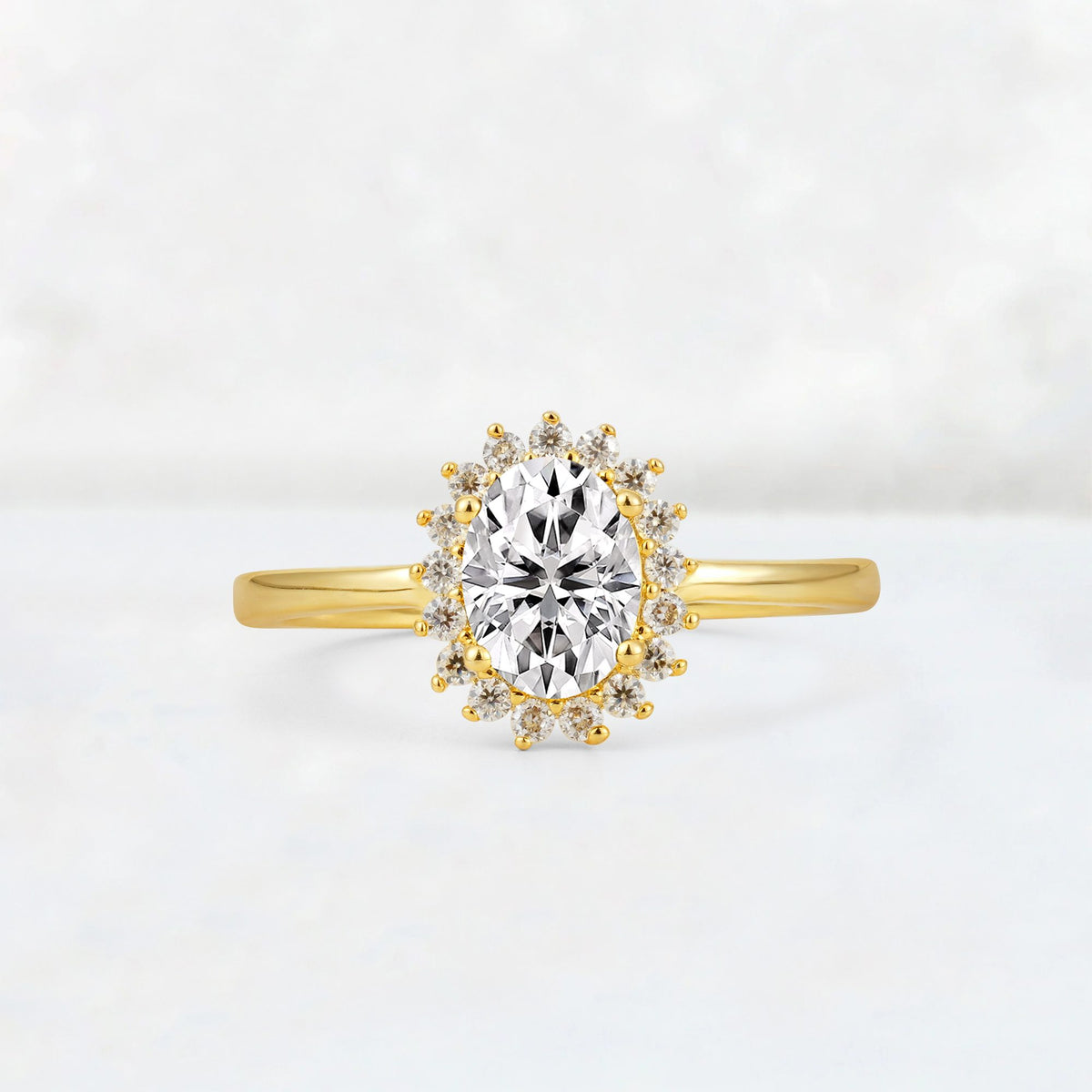 Oval Lab Diamond Halo Vintage Engagement Ring - Additional view