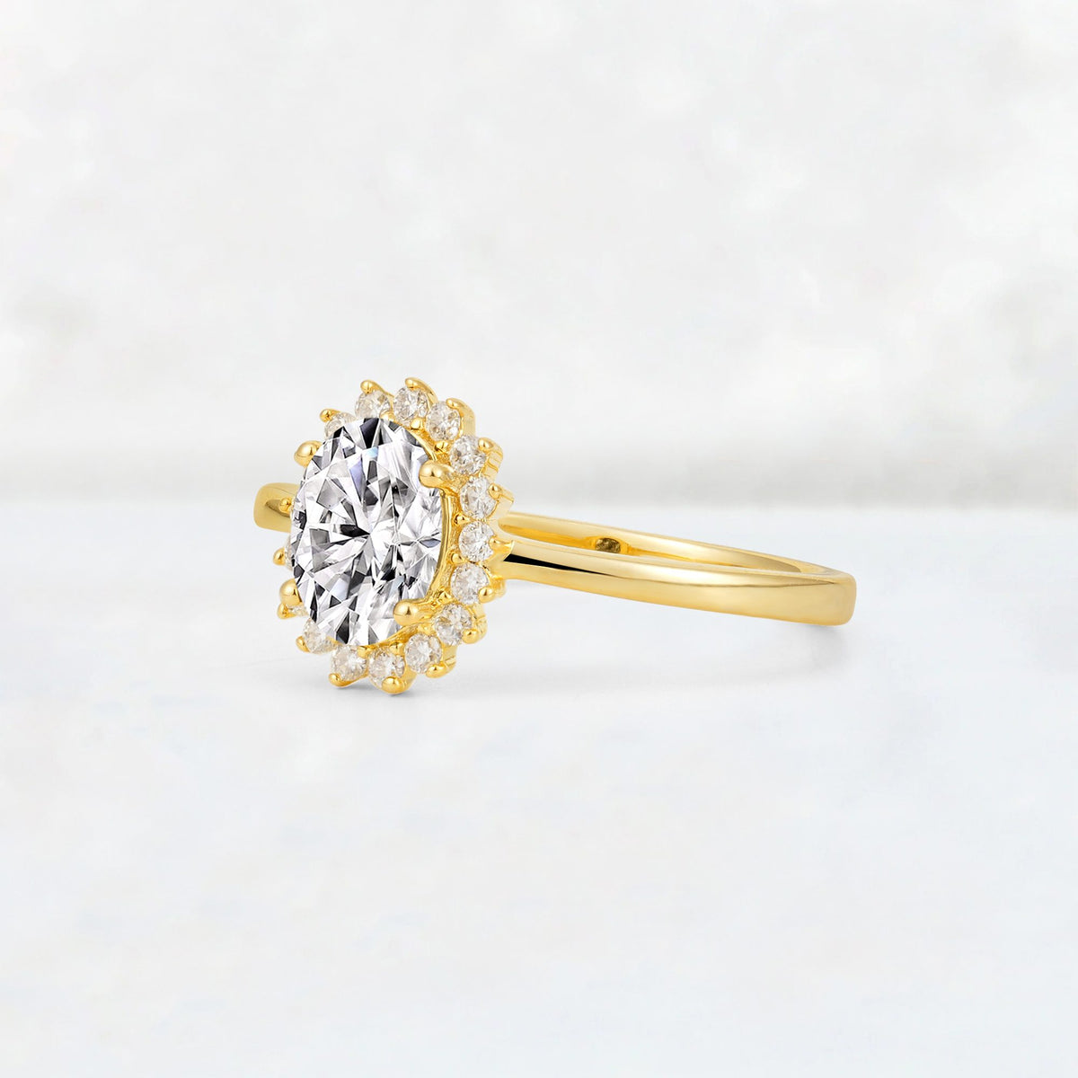Oval Lab Diamond Halo Vintage Engagement Ring - Additional view