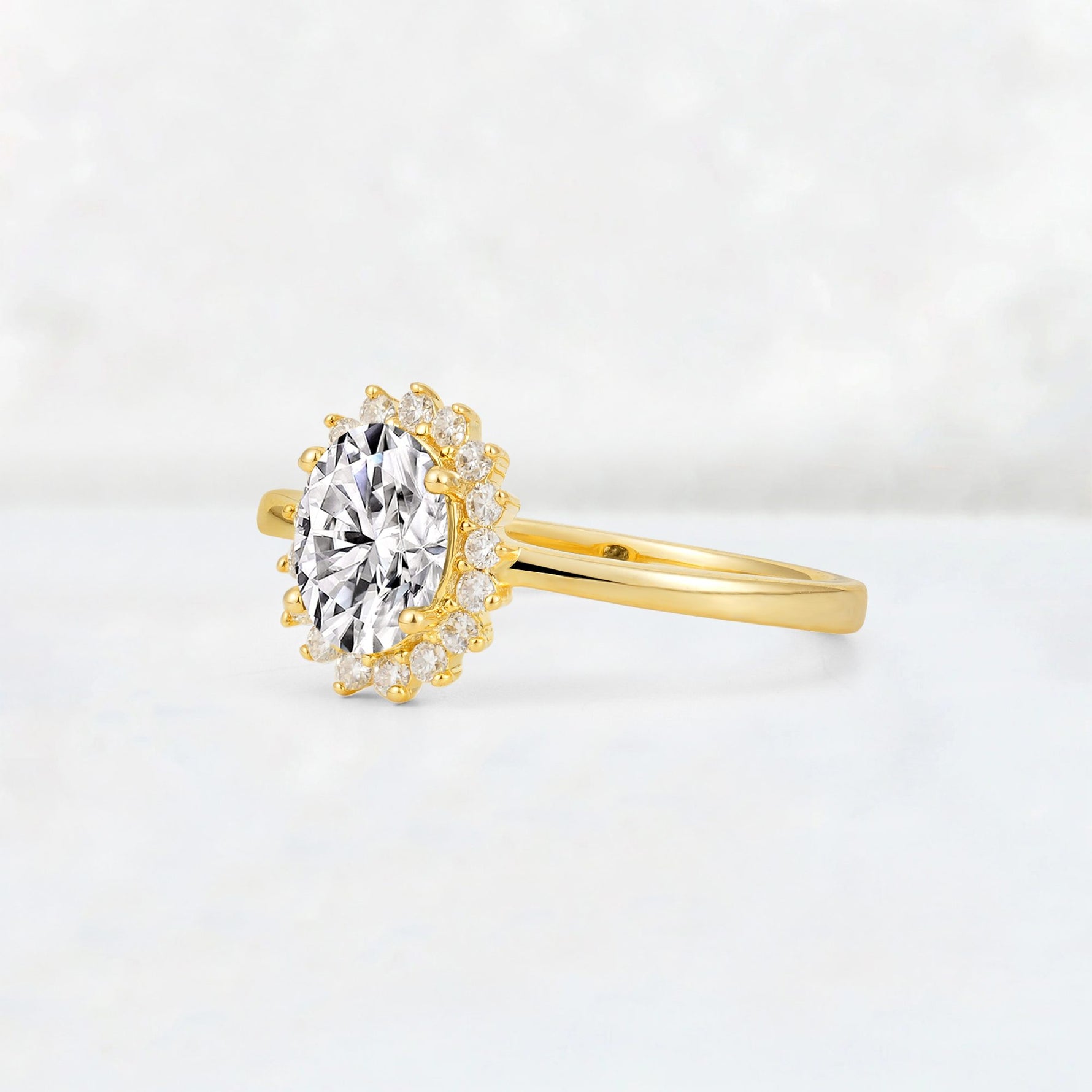 Oval Lab Diamond Halo Vintage Engagement Ring - Additional view
