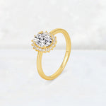 Oval Lab Diamond Halo Vintage Engagement Ring - Additional view