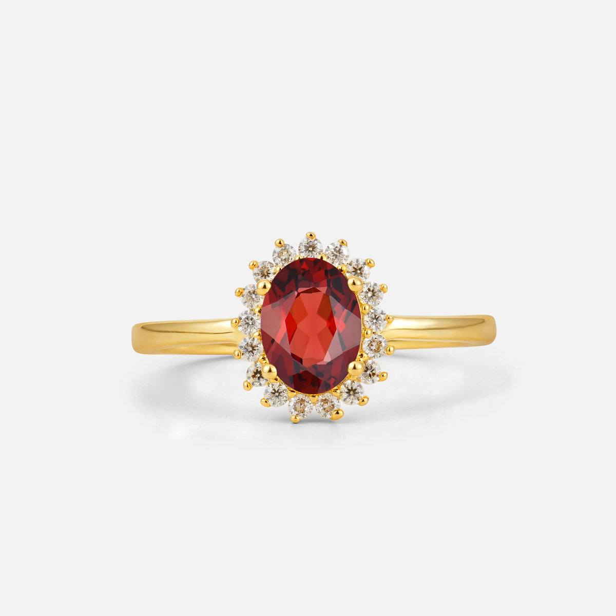 Oval Garnet Halo Vintage Engagement Ring