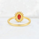 Oval Garnet Halo Vintage Engagement Ring - Additional view