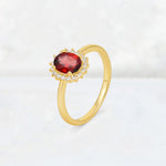 Oval Garnet Halo Vintage Engagement Ring - Additional view