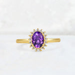 Oval Amethyst Halo Vintage Engagement Ring - Additional view