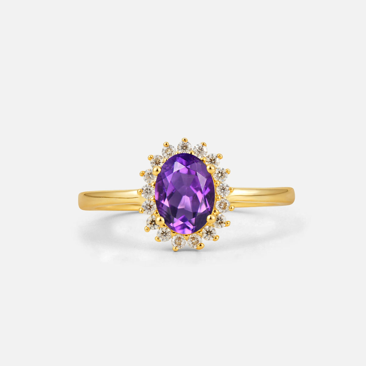 Oval Amethyst Halo Vintage Engagement Ring