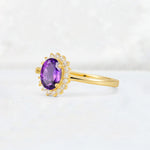Oval Amethyst Halo Vintage Engagement Ring - Additional view