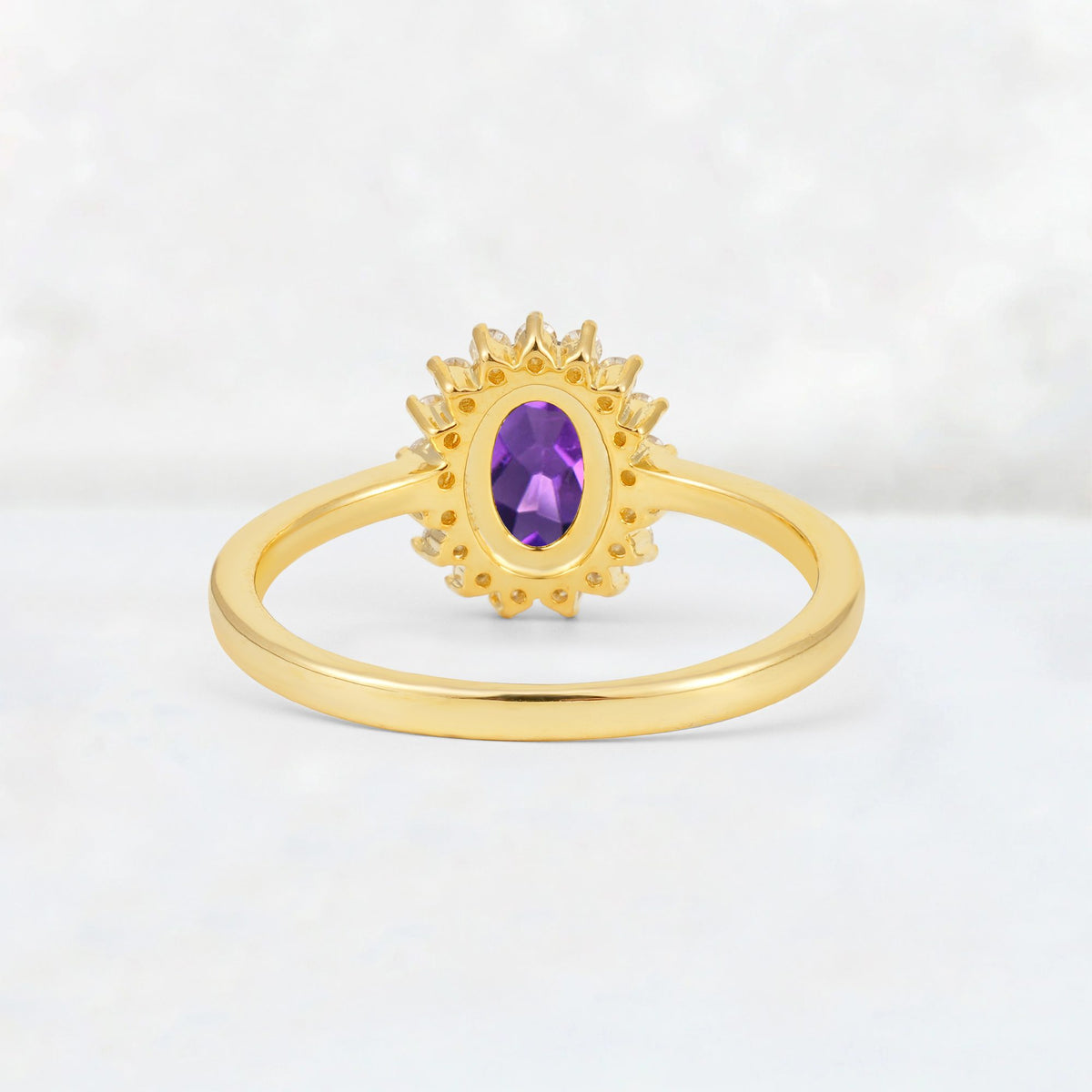 Oval Amethyst Halo Vintage Engagement Ring - Additional view