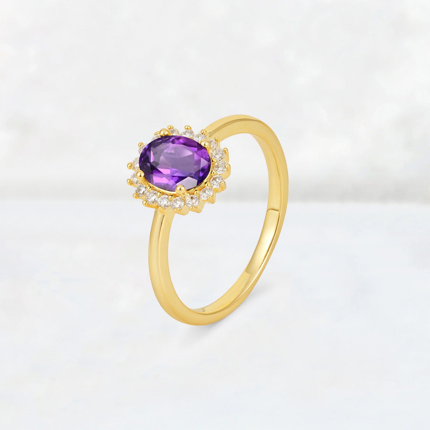 Oval Amethyst Halo Vintage Engagement Ring - Additional view