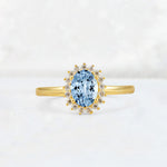Oval Aquamarine Halo Vintage Engagement Ring - Additional view