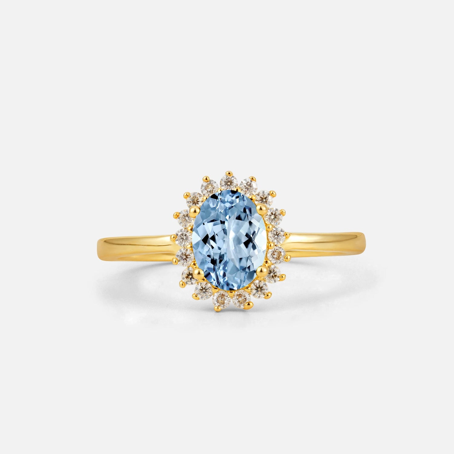 Oval Aquamarine Halo Vintage Engagement Ring