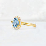 Oval Aquamarine Halo Vintage Engagement Ring - Additional view