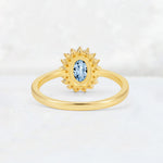 Oval Aquamarine Halo Vintage Engagement Ring - Additional view