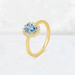 Oval Aquamarine Halo Vintage Engagement Ring - Additional view