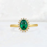 Oval Emerald Halo Vintage Engagement Ring - Additional view