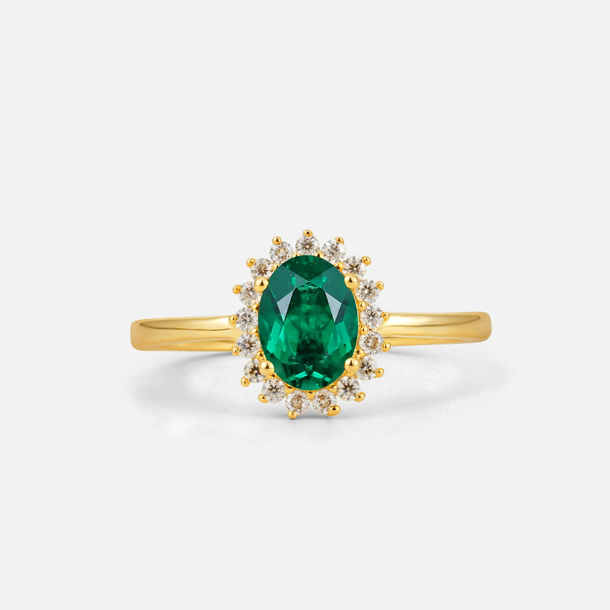 Oval Emerald Halo Vintage Engagement Ring