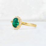 Oval Emerald Halo Vintage Engagement Ring - Additional view