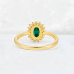Oval Emerald Halo Vintage Engagement Ring - Additional view