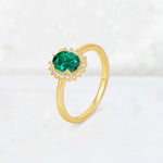 Oval Emerald Halo Vintage Engagement Ring - Additional view