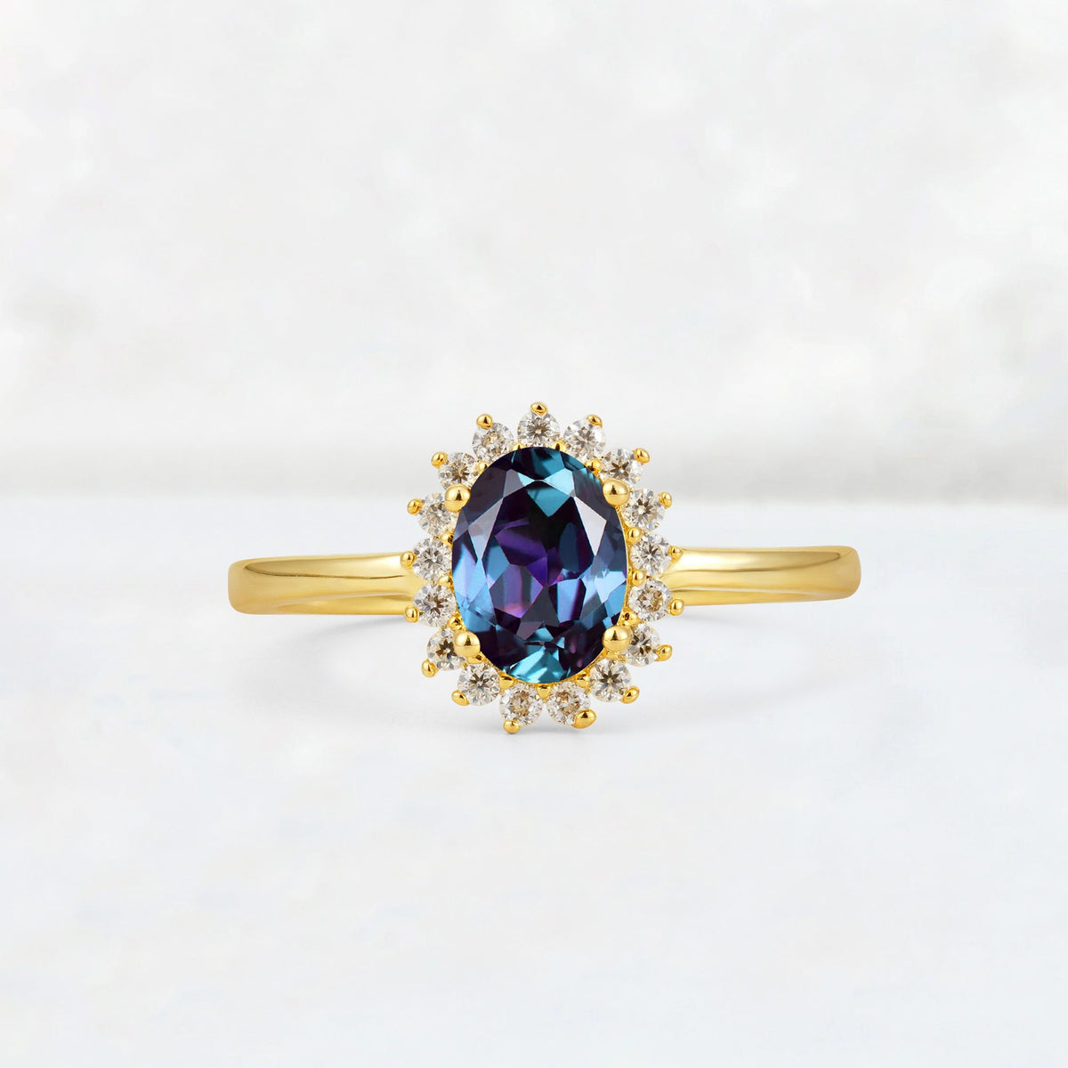 Oval Alexandrite Halo Vintage Engagement Ring - Additional view