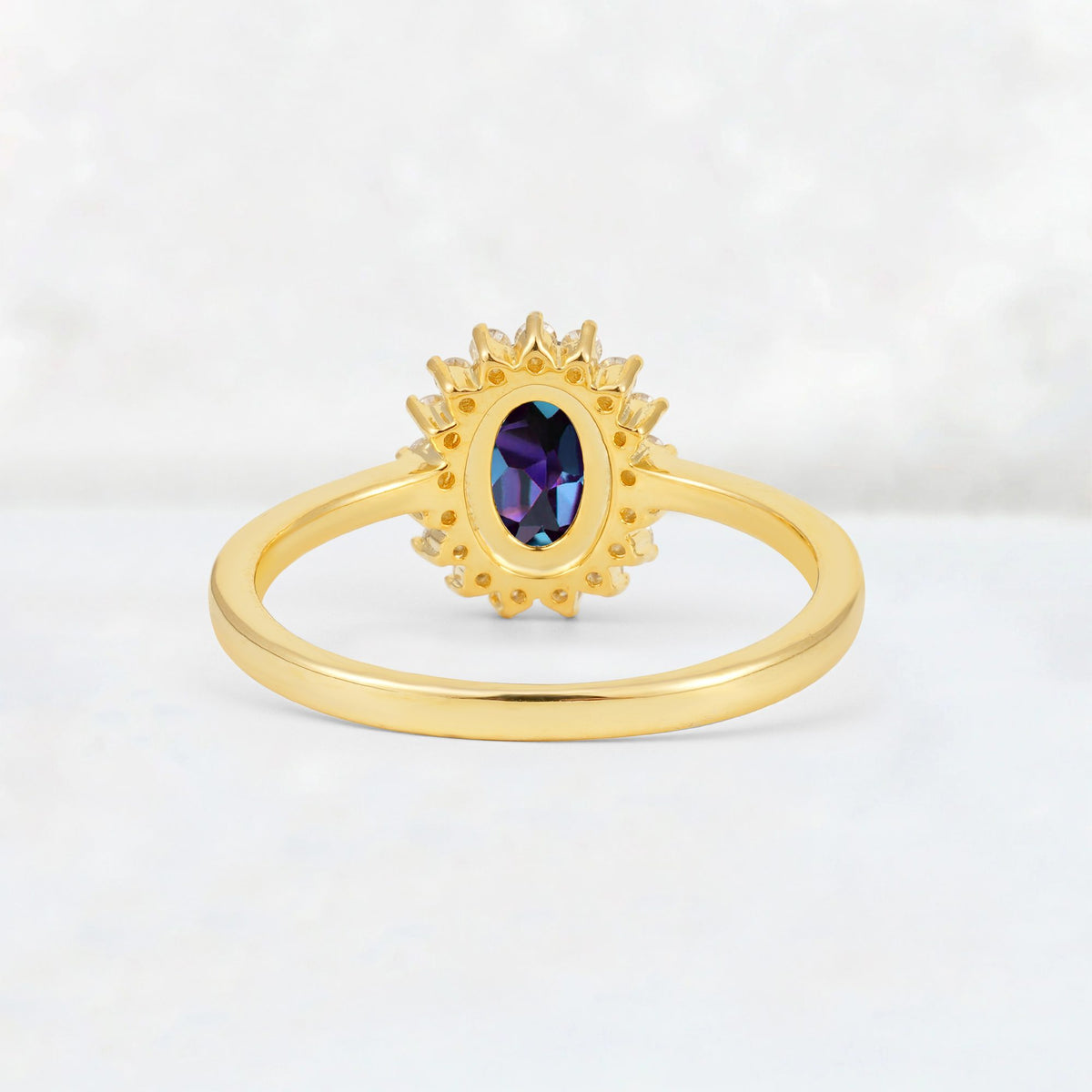 Oval Alexandrite Halo Vintage Engagement Ring - Additional view