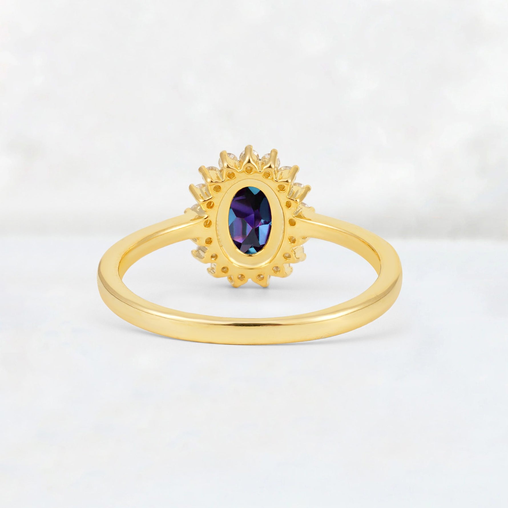 Oval Alexandrite Halo Vintage Engagement Ring - Additional view