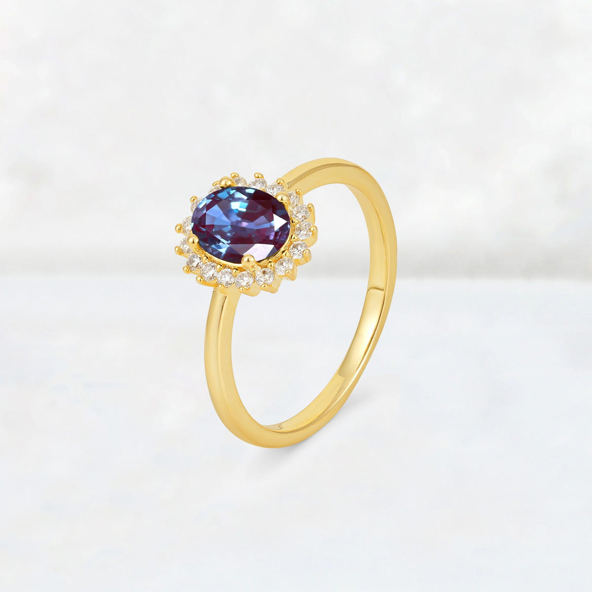 Oval Alexandrite Halo Vintage Engagement Ring - Additional view