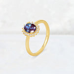Oval Alexandrite Halo Vintage Engagement Ring - Additional view