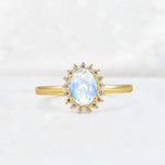 Oval Moonstone Halo Vintage Engagement Ring - Additional view