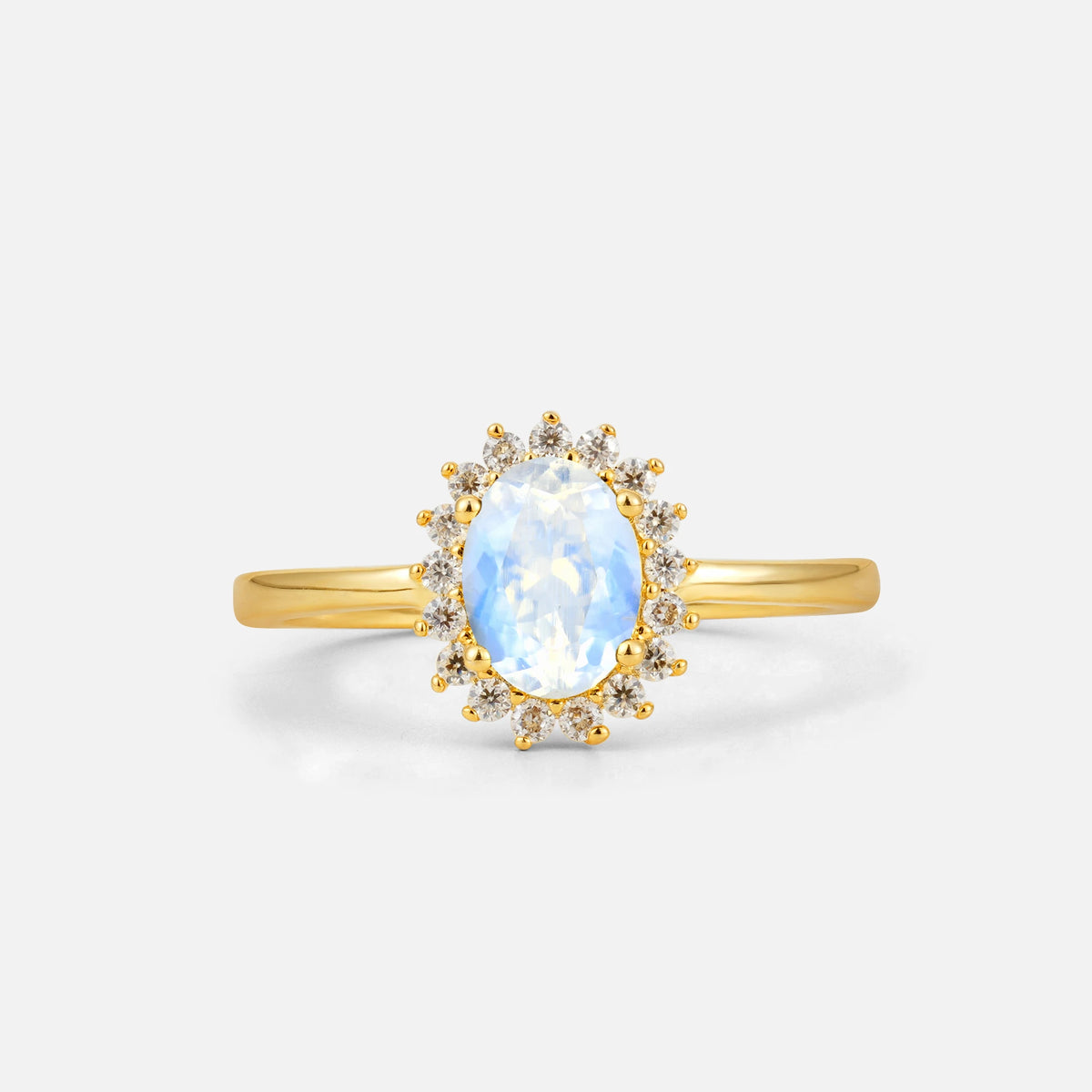 Oval Moonstone Halo Vintage Engagement Ring