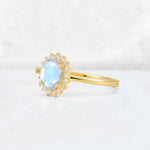 Oval Moonstone Halo Vintage Engagement Ring - Additional view