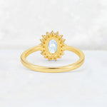 Oval Moonstone Halo Vintage Engagement Ring - Additional view