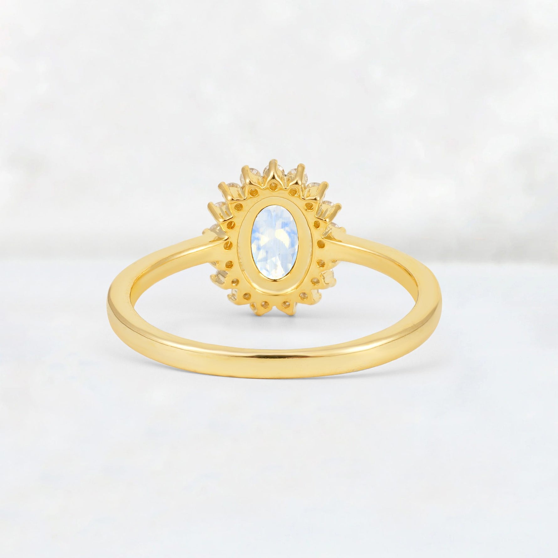 Oval Moonstone Halo Vintage Engagement Ring - Additional view