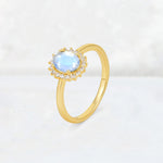 Oval Moonstone Halo Vintage Engagement Ring - Additional view