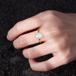 Oval Moonstone Halo Vintage Engagement Ring - Additional view