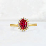 Oval Ruby Halo Vintage Engagement Ring - Additional view