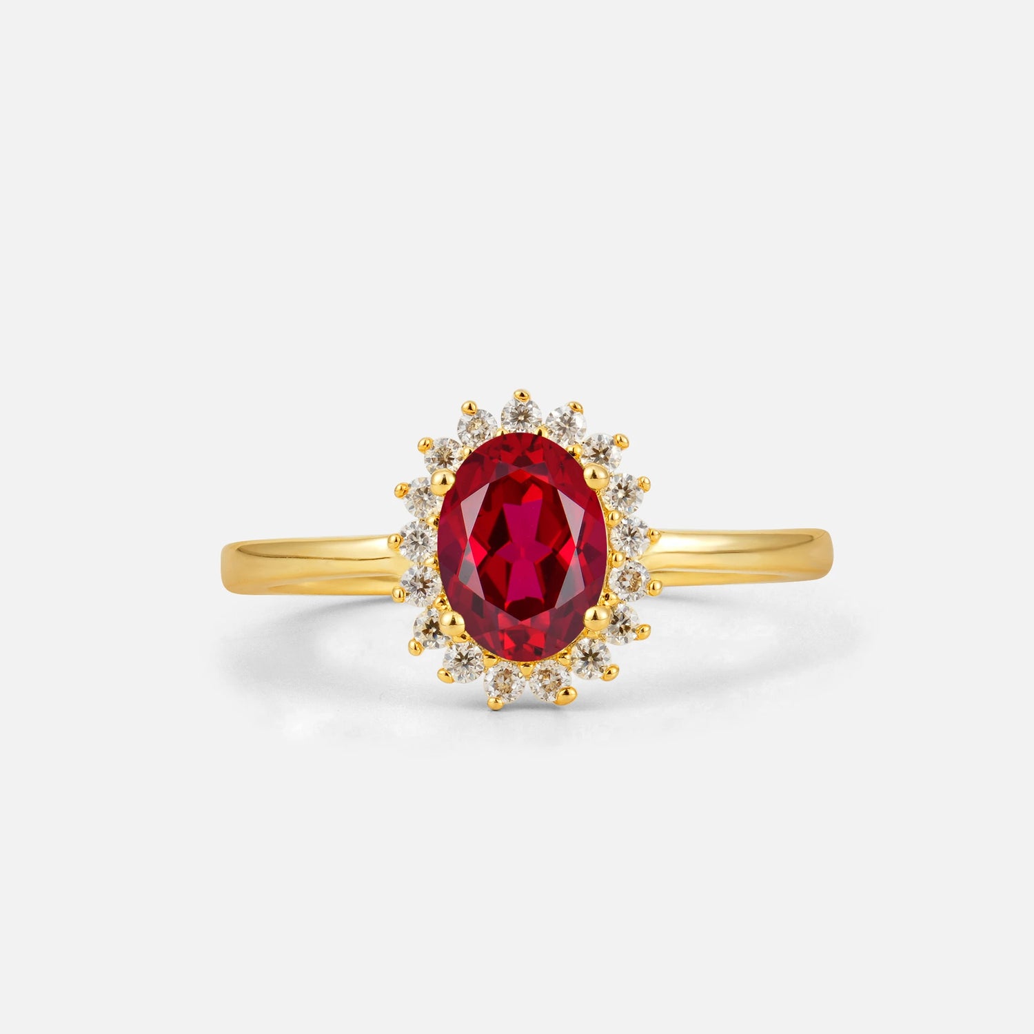 Oval Ruby Halo Vintage Engagement Ring