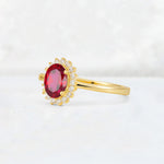 Oval Ruby Halo Vintage Engagement Ring - Additional view