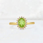 Oval Peridot Halo Vintage Engagement Ring - Additional view