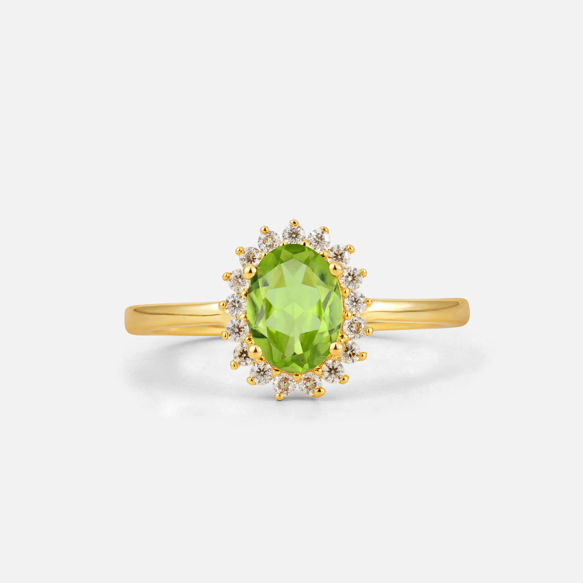 Oval Peridot Halo Vintage Engagement Ring