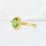 Oval Peridot Halo Vintage Engagement Ring - Additional view
