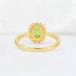 Oval Peridot Halo Vintage Engagement Ring - Additional view